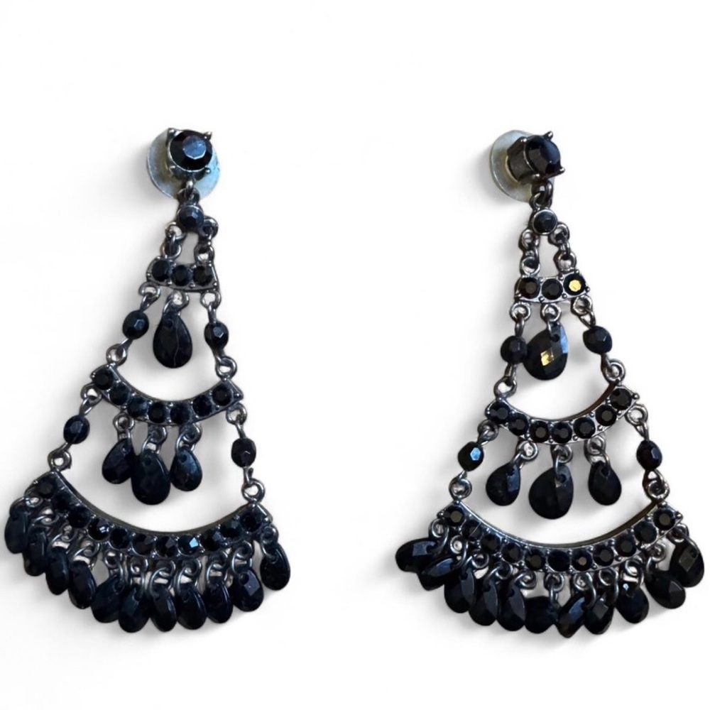 Elegant Black Chandelier Earrings